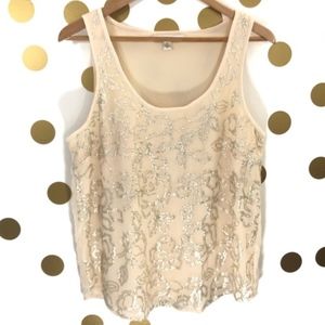 LC Lauren Conrad Floral Sequin Tank